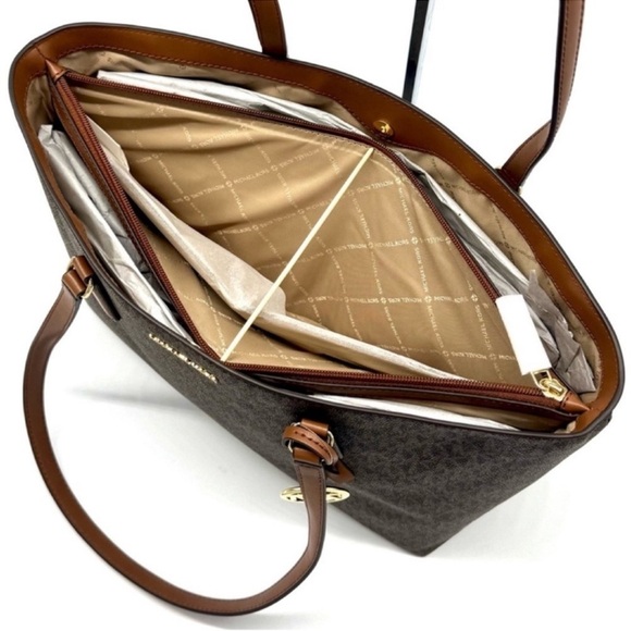Michael Kors Sheila Large Logo Tote Bag & Matching Flat Phone Case Wallet Brown - Picture 8 of 12